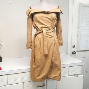 House of CB London Magdalena Off the shoulder Women Trench Coat Sz XS